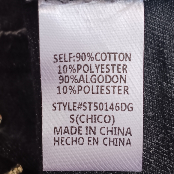 GeeGee Black Washed Denim Cropped Top Rhinestone Fringe S - Picture 6 of 6